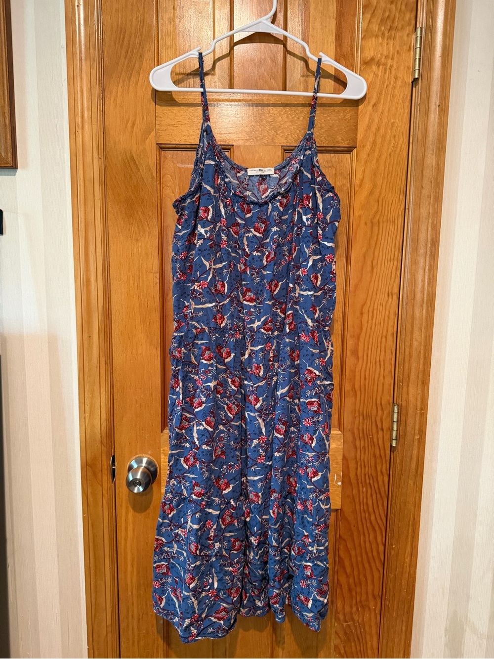 NATURAL LIFE Blue Floral dress with Pink and White Blooms